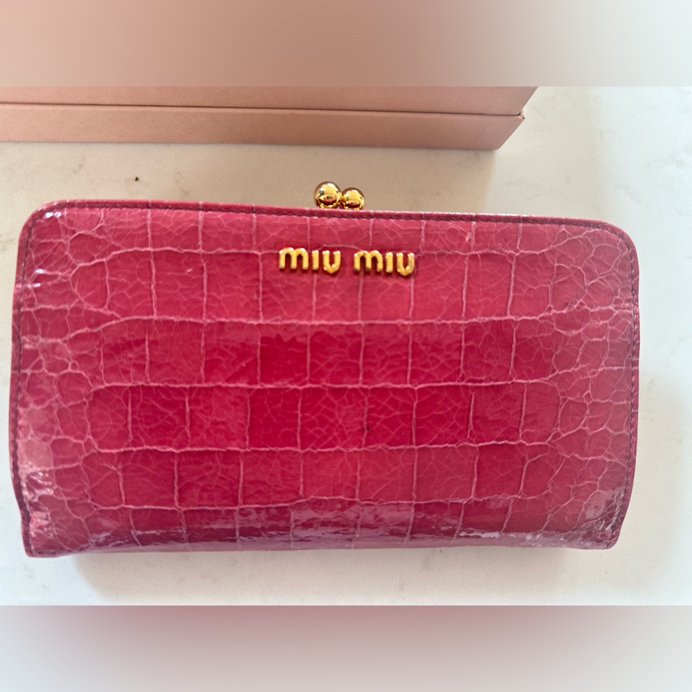Miu Miu croc embossed wallet with box